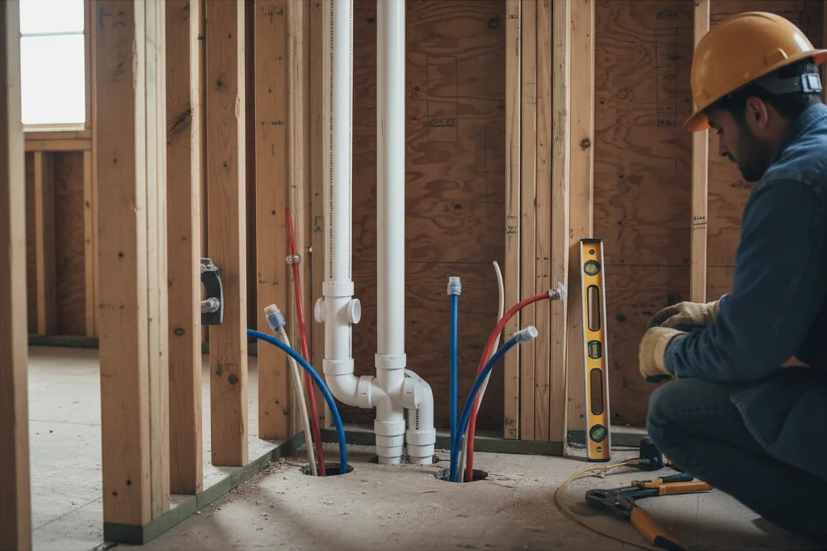 Drain and supply rough-in during Sump Pump Repair in Ash Grove