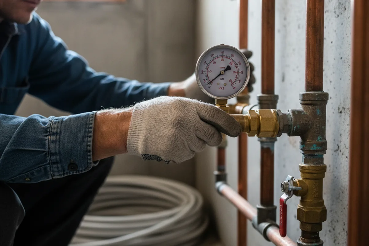 Pressure testing a repaired line during Water Line Repair in Ash Grove